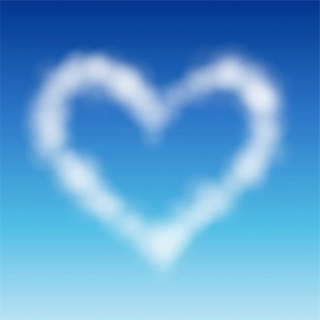 simsearch:400-09268408,k - Heart shaped cloud in the blue sky. Valentine`s day illustration Stock Photo - Budget Royalty-Free & Subscription, Code: 400-04306037