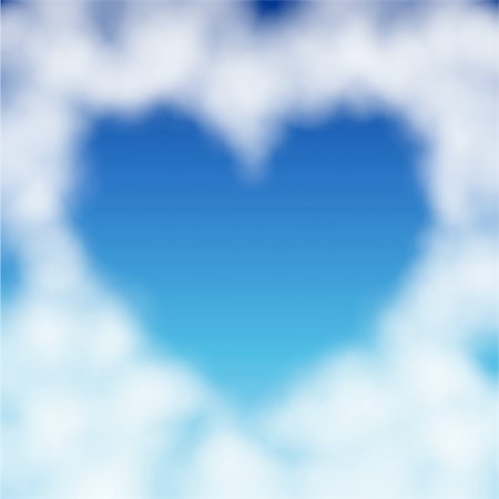 simsearch:400-09268408,k - Heart shaped cloud in the blue sky. Valentine`s day illustration Stock Photo - Budget Royalty-Free & Subscription, Code: 400-04306038