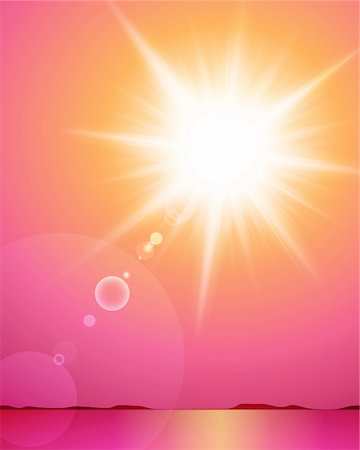 simsearch:400-04297845,k - Seaside view with sun and warm sunlight. Vector illustration Stock Photo - Budget Royalty-Free & Subscription, Code: 400-04306063