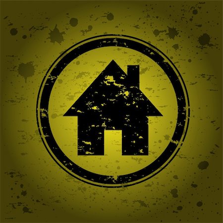 Black grunge stamp home on a yellow background Photographie de stock - Aubaine LD & Abonnement, Code: 400-04306359
