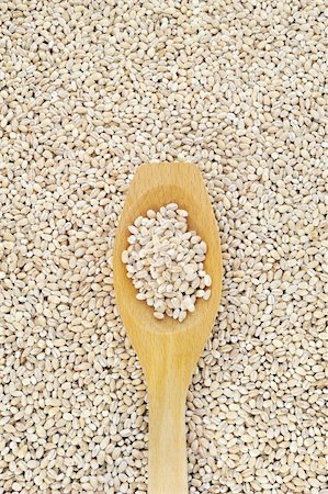 simsearch:400-04333451,k - Wooden spoon and dried pearled barley Photographie de stock - Aubaine LD & Abonnement, Code: 400-04306376