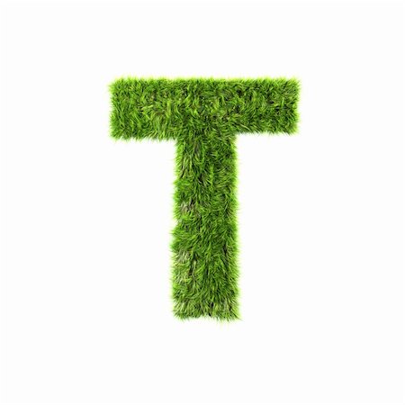 3d grass letter isolated on white background - T Stock Photo - Budget Royalty-Free & Subscription, Code: 400-04306499