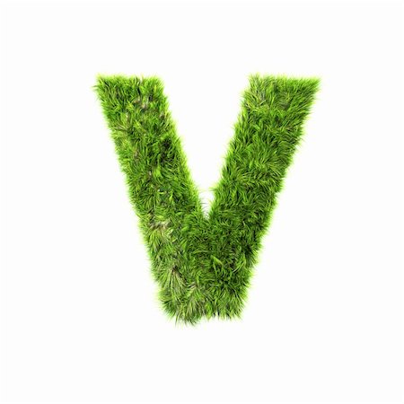 simsearch:400-05306669,k - 3d grass letter isolated on white background - V Photographie de stock - Aubaine LD & Abonnement, Code: 400-04306501