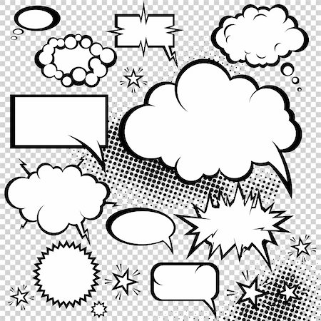 simsearch:400-04645578,k - Comic bubbles collection. Funny design vector items. Photographie de stock - Aubaine LD & Abonnement, Code: 400-04306606