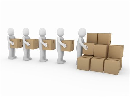 packing boxes in warehouse - 3d, human, shipping, transport, container, box, package, man Stock Photo - Budget Royalty-Free & Subscription, Code: 400-04306838