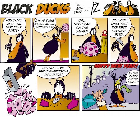 funny new years eve pics - Black Ducks Comic Strip episode 34 Stock Photo - Budget Royalty-Free & Subscription, Code: 400-04307204