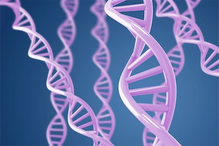 High quality 3d image of a purple DNA helices on a blue background with shallow DOF Stock Photo - Budget Royalty-Free & Subscription, Code: 400-04307619