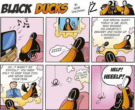 sleep and tv - Black Ducks Comic Strip episode 64 Stock Photo - Budget Royalty-Free & Subscription, Code: 400-04307639