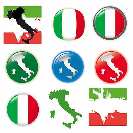 simsearch:400-06772562,k - Italy vector set, flags and icons isolated on white background. Photographie de stock - Aubaine LD & Abonnement, Code: 400-04307747