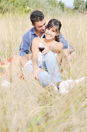 family picnic field - happy young couple enjoying  picnic on the countryside in the field  and have good time Stock Photo - Budget Royalty-Free & Subscription, Code: 400-04307771