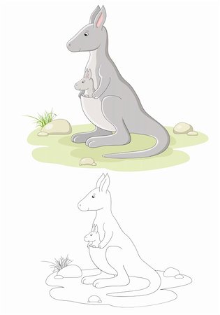 Vector family of kangaroo - mom and baby Stock Photo - Budget Royalty-Free & Subscription, Code: 400-04307781