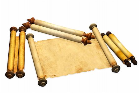 simsearch:400-04999892,k - Scrolls of old parchment. Objects isolated over white Stock Photo - Budget Royalty-Free & Subscription, Code: 400-04307802