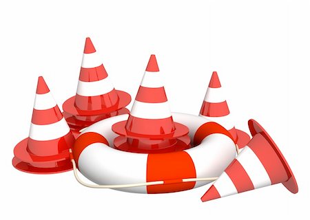 simsearch:400-04824181,k - 3d bright road cones and lifebuoy - over white Stockbilder - Microstock & Abonnement, Bildnummer: 400-04307803