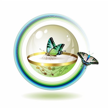 Ecology icon with butterfly, clean environment, vector illustration Stock Photo - Budget Royalty-Free & Subscription, Code: 400-04307934