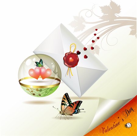 simsearch:400-04307995,k - Valentine's day, illustration with hearts and butterflies, vector illustration Fotografie stock - Microstock e Abbonamento, Codice: 400-04307954