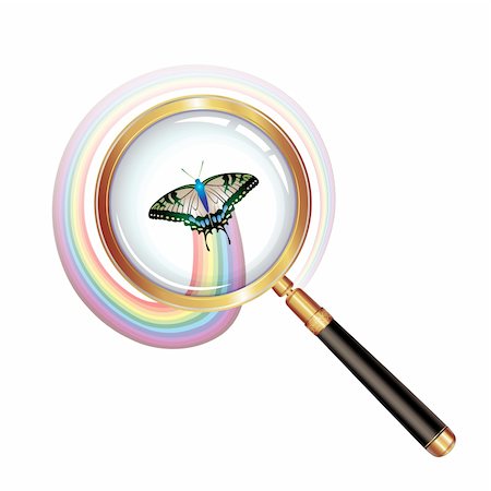 simsearch:400-04996978,k - Magnifying glass and butterfly isolated on white background Photographie de stock - Aubaine LD & Abonnement, Code: 400-04307963