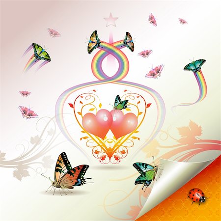simsearch:400-04307995,k - Valentine's day, illustration with hearts and butterflies Fotografie stock - Microstock e Abbonamento, Codice: 400-04307974