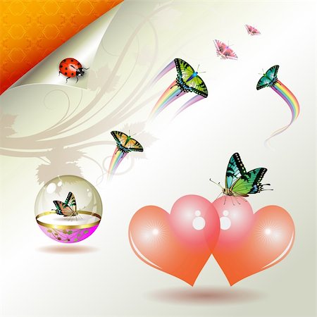 simsearch:400-04307995,k - Valentine's day, illustration with hearts and butterflies Fotografie stock - Microstock e Abbonamento, Codice: 400-04307971