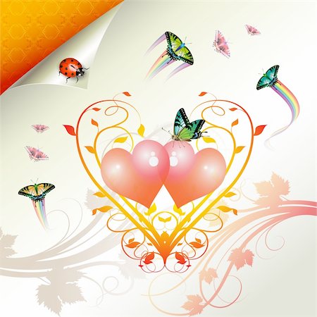 simsearch:400-04307995,k - Valentine's day, illustration with hearts and butterflies Fotografie stock - Microstock e Abbonamento, Codice: 400-04307972