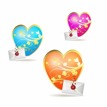 simsearch:400-04307995,k - Valentine's day items heart and envelope isolated on white background Fotografie stock - Microstock e Abbonamento, Codice: 400-04307988