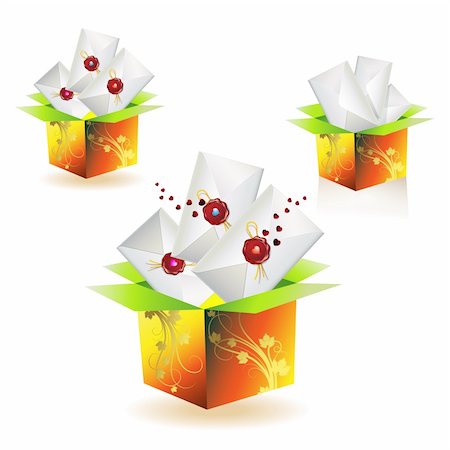 simsearch:400-04307995,k - Mail boxes with envelopes for Valentine's day, isolated objects Fotografie stock - Microstock e Abbonamento, Codice: 400-04307997