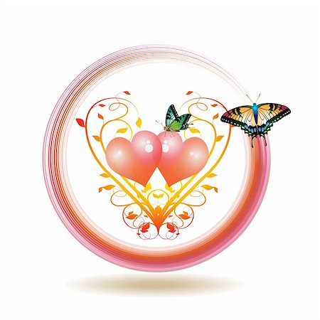 simsearch:400-04307995,k - Valentine's day icon, illustration with hearts and butterflies Fotografie stock - Microstock e Abbonamento, Codice: 400-04307990