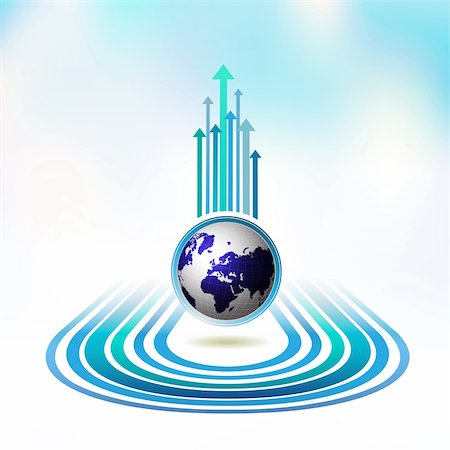 Blue Earth with colored arrows Stock Photo - Budget Royalty-Free & Subscription, Code: 400-04308139