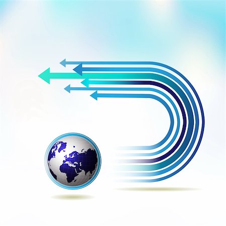 financial paths - Blue Earth with colored arrow over sky background Stock Photo - Budget Royalty-Free & Subscription, Code: 400-04308152