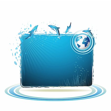 simsearch:400-04872735,k - Blue Earth background with dolphins Stockbilder - Microstock & Abonnement, Bildnummer: 400-04308167