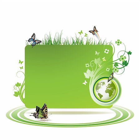 simsearch:400-06170897,k - Green earth background with butterflies Photographie de stock - Aubaine LD & Abonnement, Code: 400-04308169