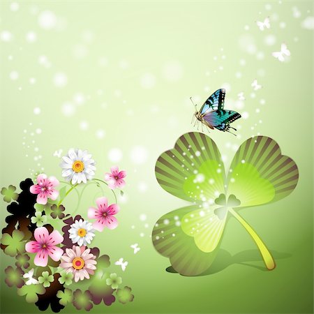 simsearch:400-05894214,k - St. Patrick's Day background with flowers and butterflies Stock Photo - Budget Royalty-Free & Subscription, Code: 400-04308186