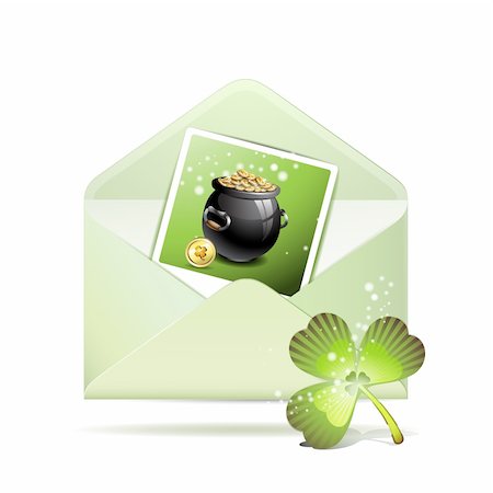 simsearch:400-05894214,k - Envelope with photo and clover for St. Patrick's Day, icon, item isolated on white background Stock Photo - Budget Royalty-Free & Subscription, Code: 400-04308233