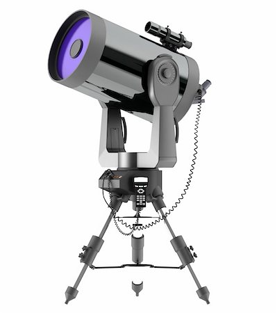 Computer imaging reflecting telescope, isolated on a white background Stock Photo - Budget Royalty-Free & Subscription, Code: 400-04308295