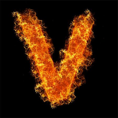 Fire letter V on a black background Stock Photo - Budget Royalty-Free & Subscription, Code: 400-04308569