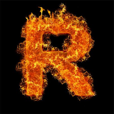 simsearch:400-05706784,k - Fire letter R on a black background Stock Photo - Budget Royalty-Free & Subscription, Code: 400-04308563