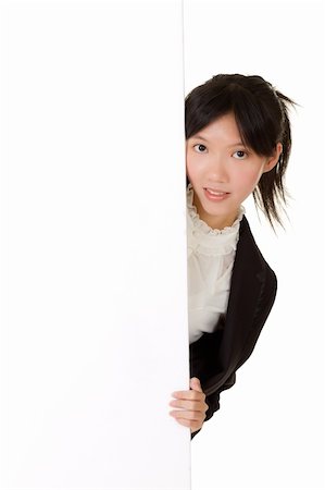 simsearch:400-04364119,k - White blank board holding by young business woman. Fotografie stock - Microstock e Abbonamento, Codice: 400-04308610