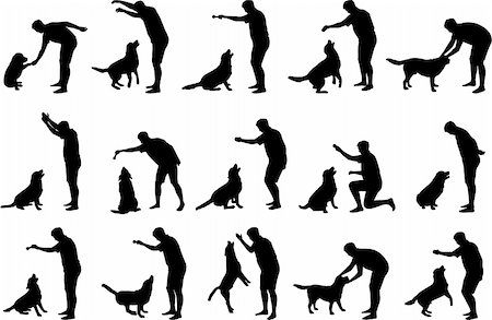 simsearch:400-09091868,k - Boy with a dog silhouettes Fotografie stock - Microstock e Abbonamento, Codice: 400-04308693