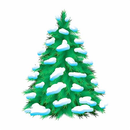 simsearch:400-04926123,k - Green fur-tree covered with snow, isolated. Christmas picture Stock Photo - Budget Royalty-Free & Subscription, Code: 400-04308809
