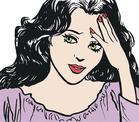 face of a beautiful woman, drawn with old comic style Stock Photo - Budget Royalty-Free & Subscription, Code: 400-04308833