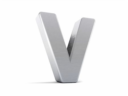 Letter V as a brushed metal 3D object Stock Photo - Budget Royalty-Free & Subscription, Code: 400-04308894