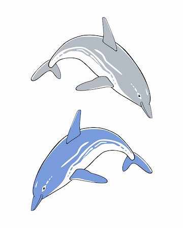 simsearch:400-04394369,k - image illustration of two dolphins isolated on white background Foto de stock - Super Valor sin royalties y Suscripción, Código: 400-04308961