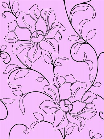simsearch:400-05730136,k - Seamless wallpaper  a seam with flower and leaves eps10 Stock Photo - Budget Royalty-Free & Subscription, Code: 400-04309075