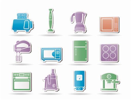 simsearch:400-07915731,k - Kitchen and home equipment objects - vector illustration Stock Photo - Budget Royalty-Free & Subscription, Code: 400-04309220