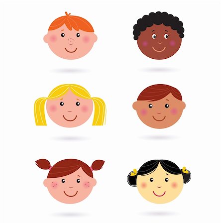 Diversity icons - girl and boys. Vector Illustration. Stock Photo - Budget Royalty-Free & Subscription, Code: 400-04309291