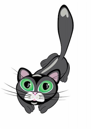 simsearch:400-06135836,k - Black cartoon cat. Vector illustration on white background Stock Photo - Budget Royalty-Free & Subscription, Code: 400-04309302