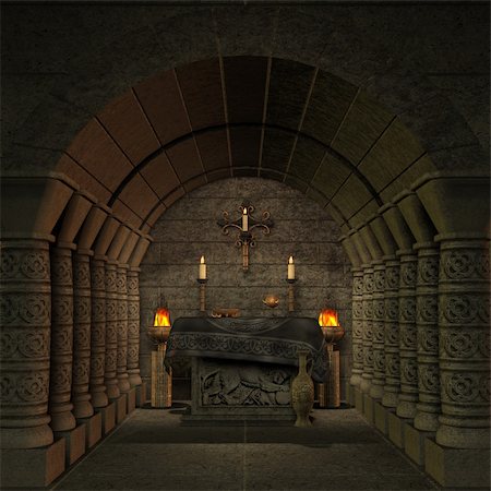 archaic altar or sanctum in a fantasy setting. 3D rendering of a fantasy theme. ideal for background usage. Stock Photo - Budget Royalty-Free & Subscription, Code: 400-04309324