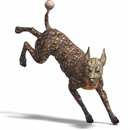 simsearch:400-05130767,k - dangerous alien dog with lizard skin. 3D rendering with clipping path and shadow over white Stock Photo - Budget Royalty-Free & Subscription, Code: 400-04309326