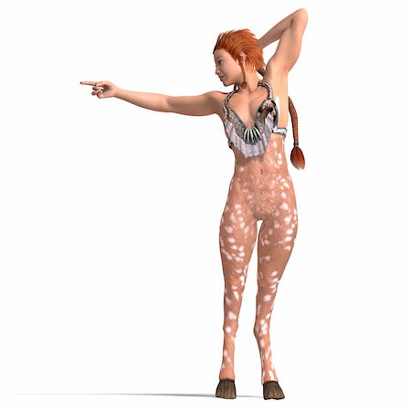 female fantasy deer creature. 3D rendering with clipping path and shadow over white Foto de stock - Super Valor sin royalties y Suscripción, Código: 400-04309327