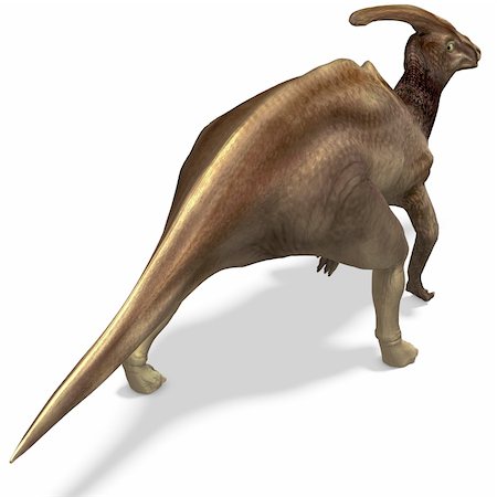 palaeontology - Dinosaur Parasaurolophus. 3D rendering with clipping path and shadow over white Stock Photo - Budget Royalty-Free & Subscription, Code: 400-04309322