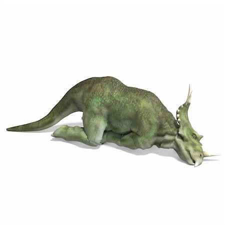 simsearch:400-04818670,k - Dinosaur Styracosaurus. 3D rendering with clipping path and shadow over white Foto de stock - Royalty-Free Super Valor e Assinatura, Número: 400-04309323